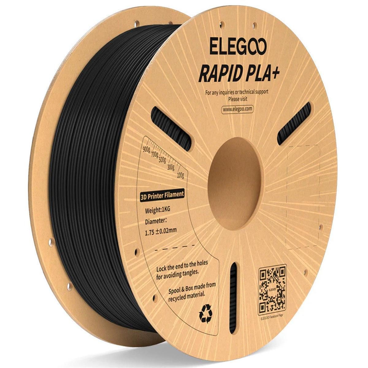 Elegoo Rapid PLA+ Filament – 1.75mm Black 1kg