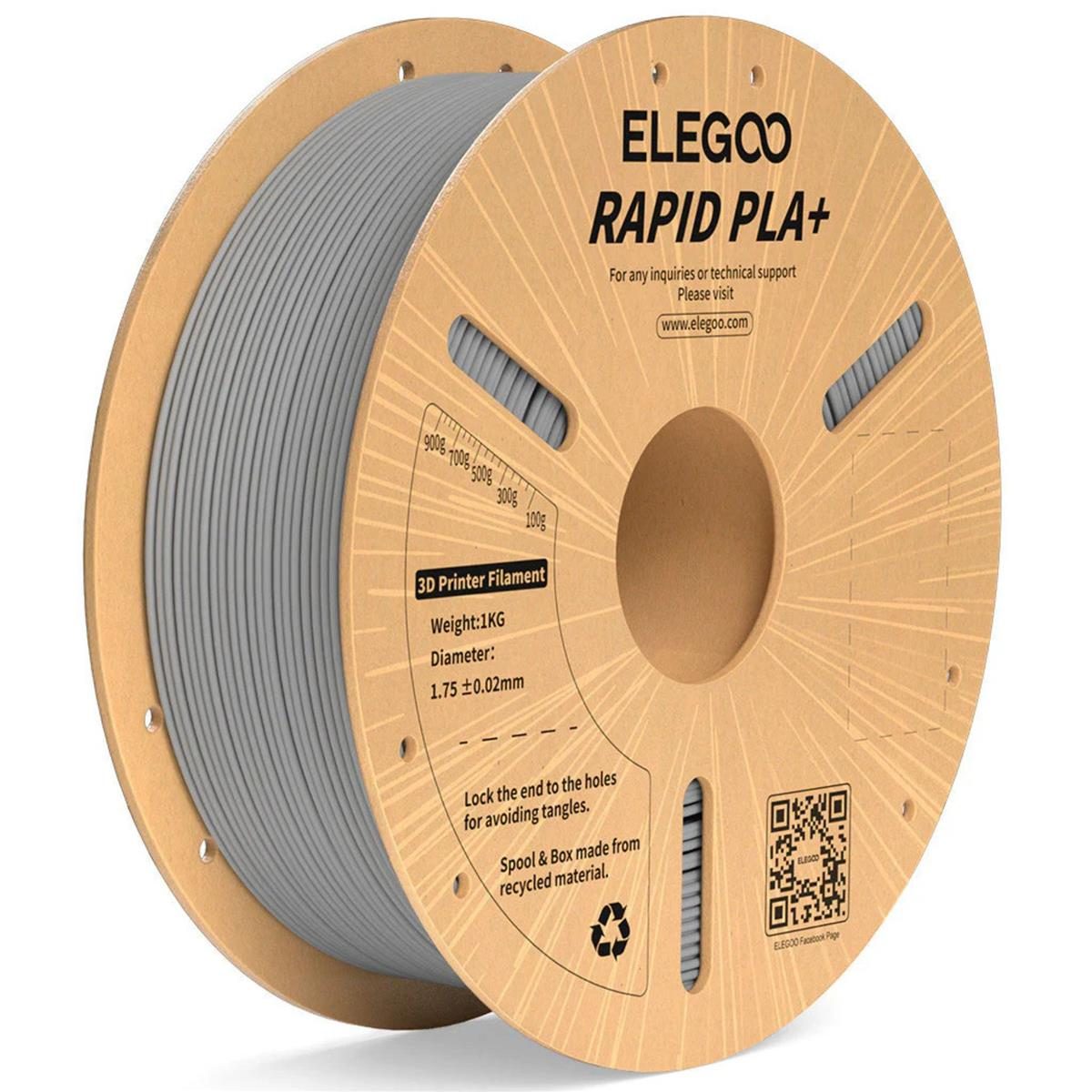 Elegoo Rapid PLA+ Filament – 1.75mm Grey 1kg