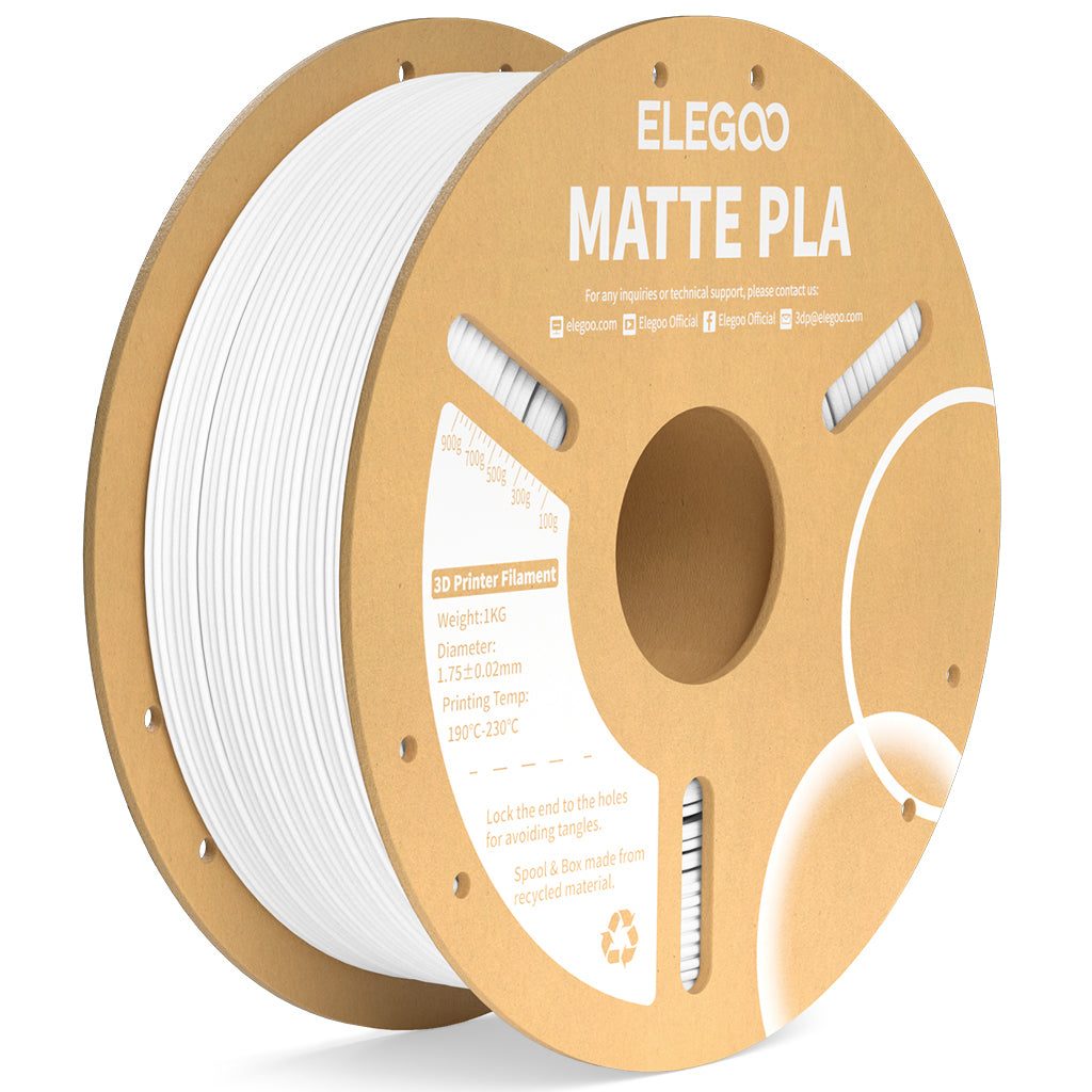 Elegoo PLA Matte Filament – 1.75mm White 1kg